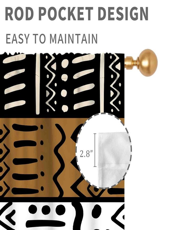 TKUYO African Mudcloth Curtains, Boho Modern Abstract Geometric Print Tribal Africa Ethnic Pattern Bohemian Brown Blackout Window Curtains for Living Room Bedroom Kitchen Bathroom 2 Panels, 42"x45" Inch - Image 5